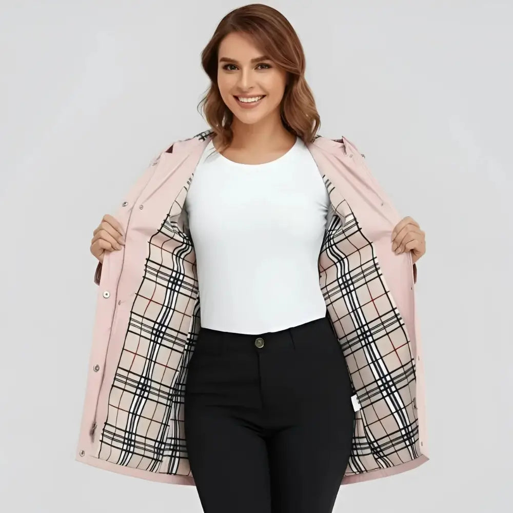 Parka femme Copenhague avec doublure à carreaux, capuche protectrice, modèle Copenhague