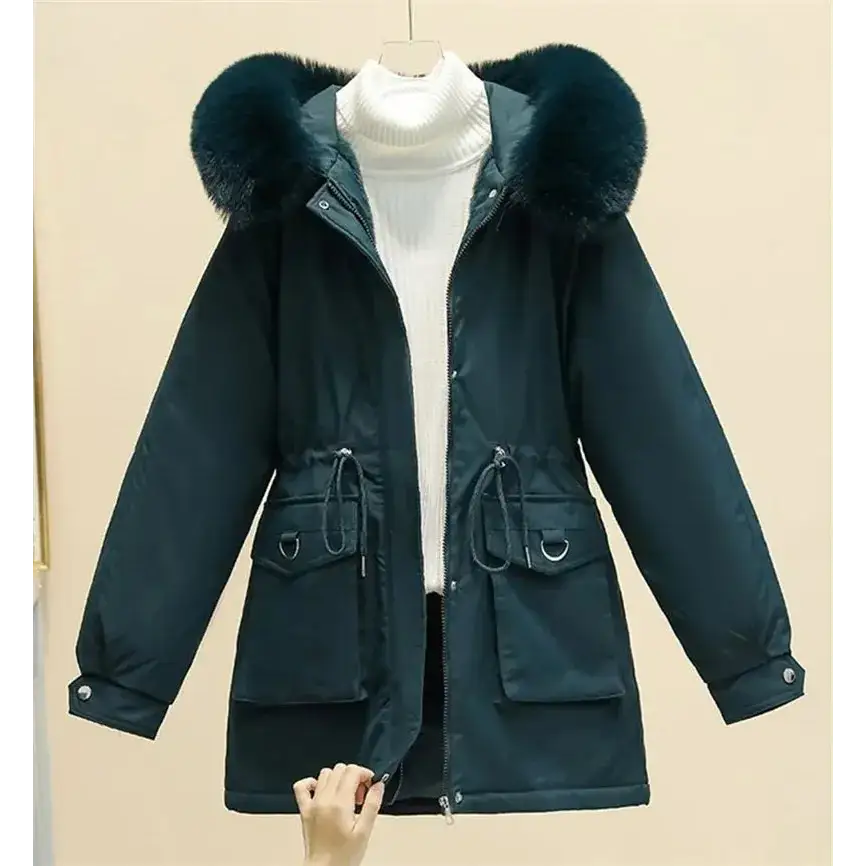 Parka femme imperméable avec capuche réglable, coupe féminine et fourrure amovible