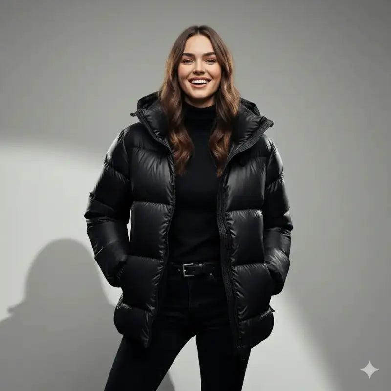 Femme portant une parka longue femme imperméable avec capuche pour une couverture optimale