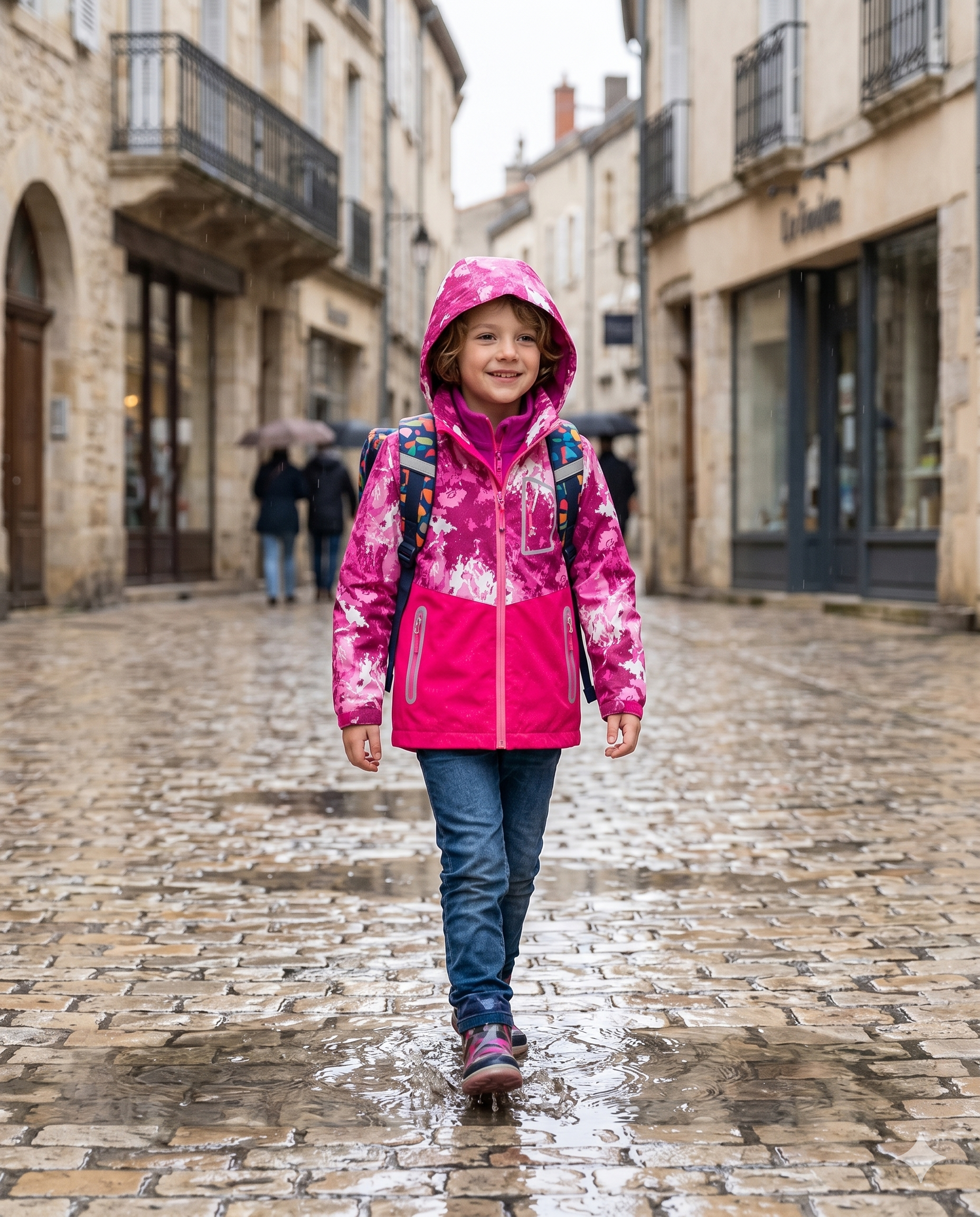 Parka enfant imperméable coupe-vent à capuche pour la rentrée scolaire Image