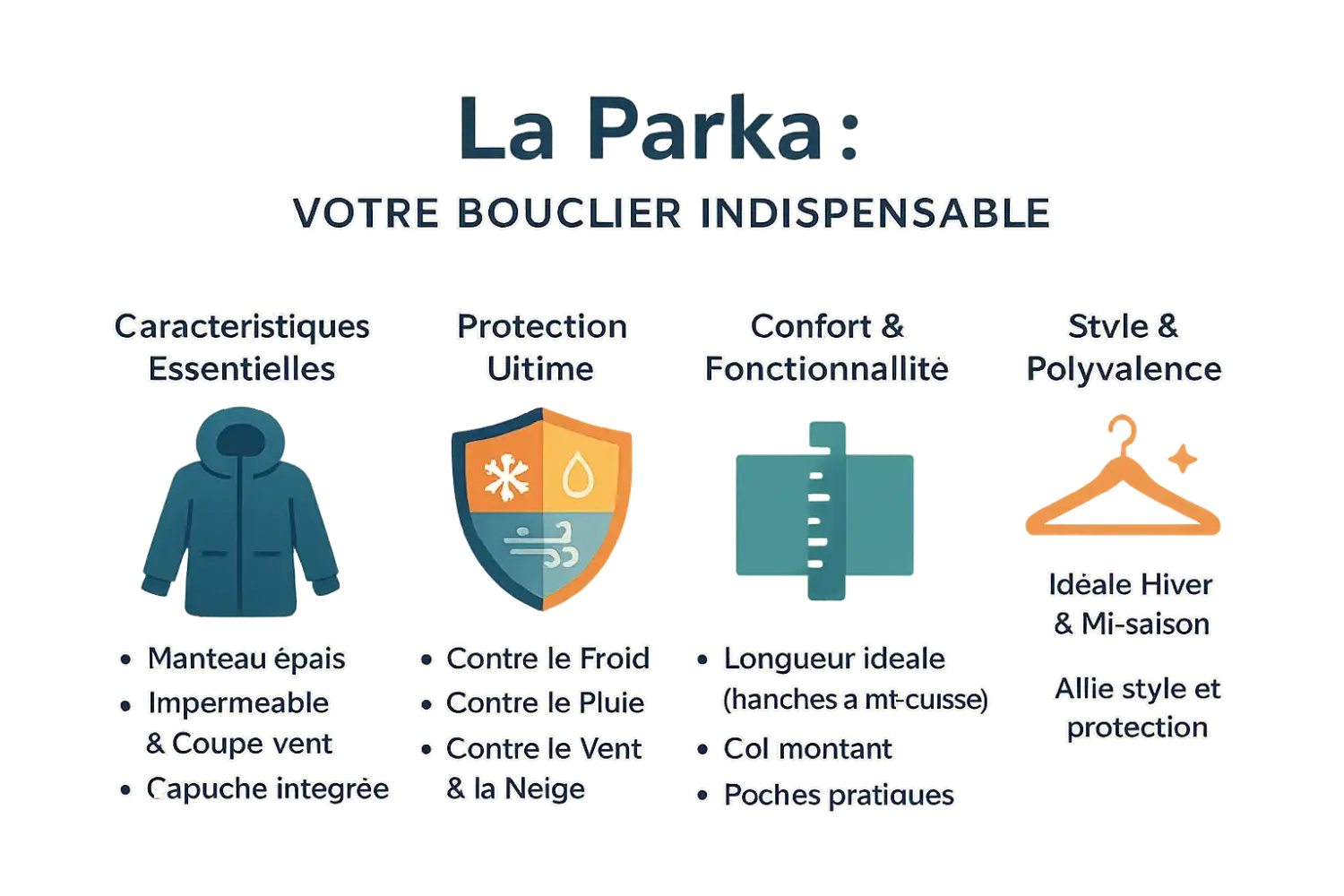 Illustration d'une personne portant une parka dans un environnement hivernal