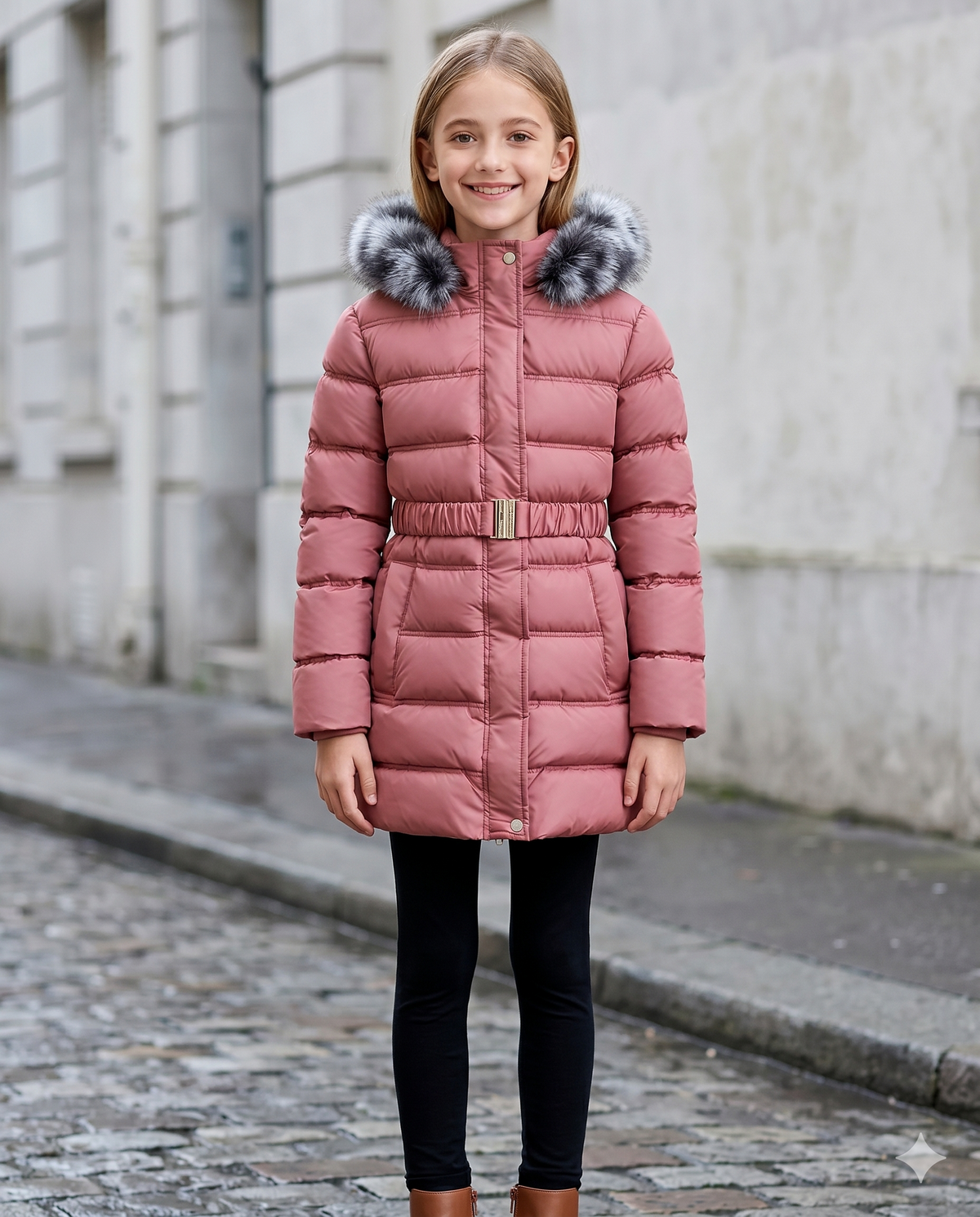 Parka Fille Chaude Matelassée – Coupe-Vent, 5 à 12 Ans