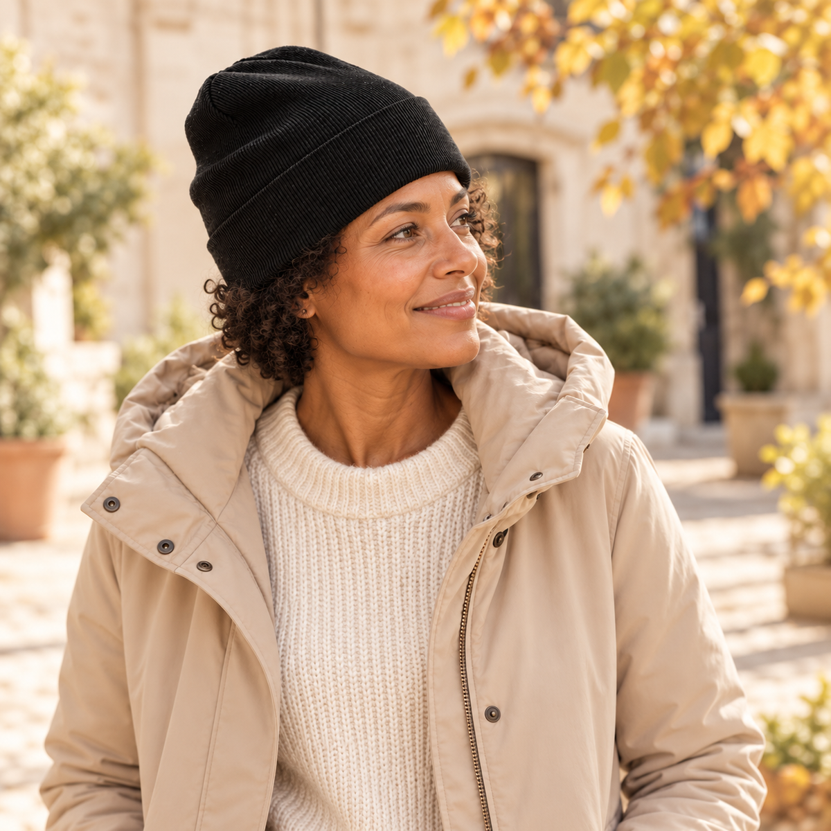 Bonnet à revers en coton biologique – Le Coton — mise en situation