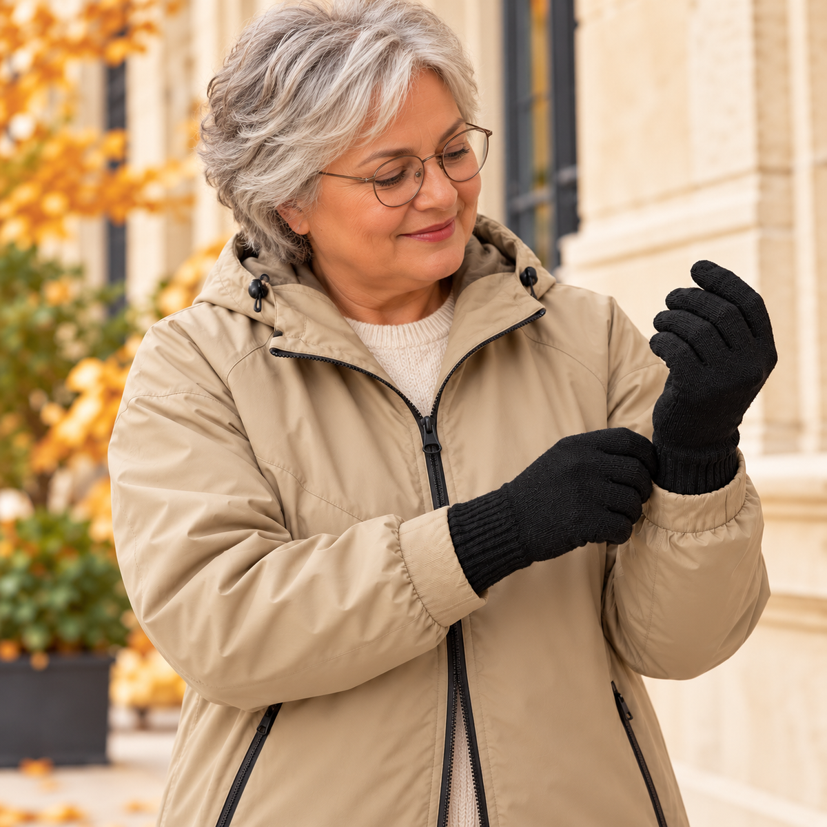 Gants en maille à doublure isolante – Les Doublés — mise en situation