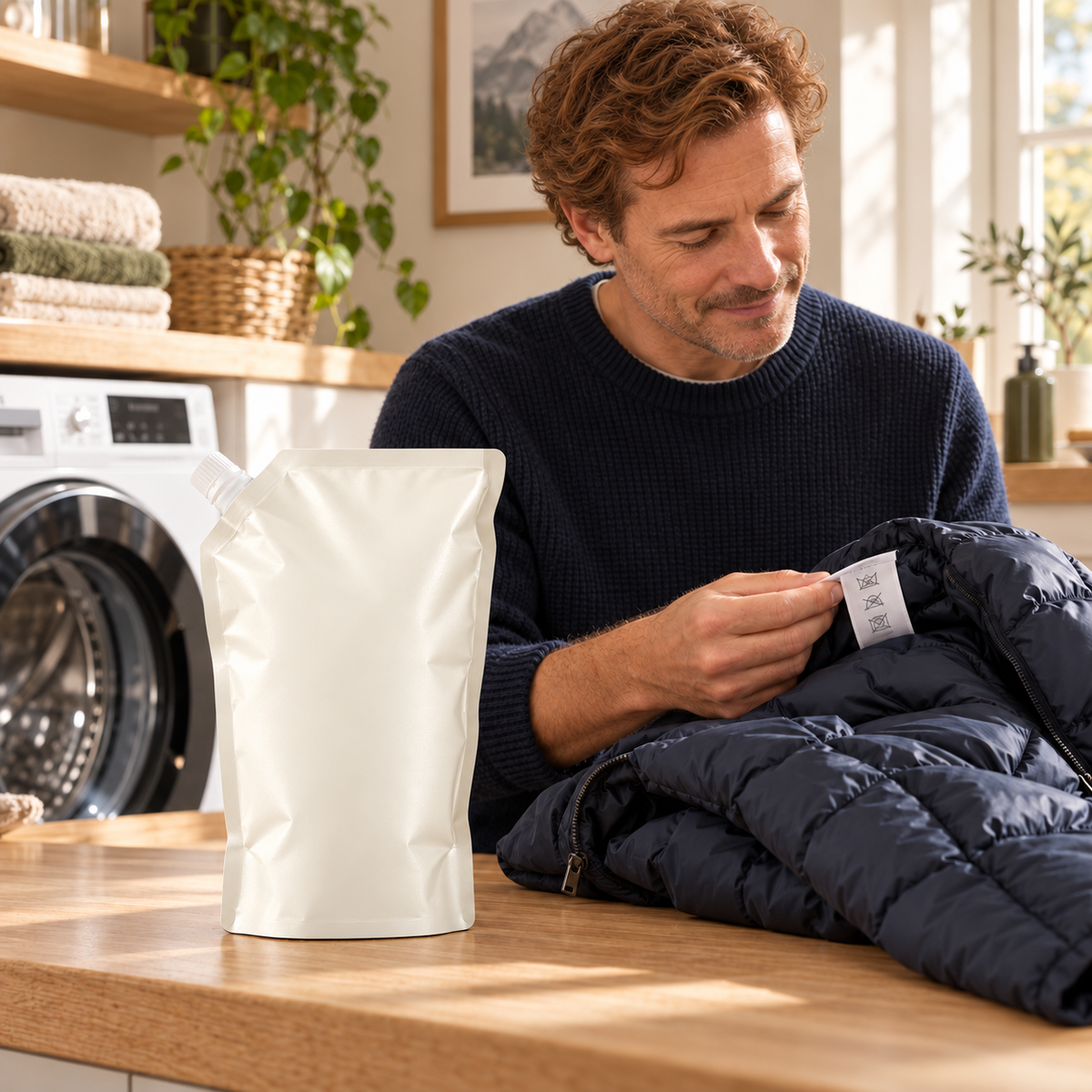 Recharge lessive pour duvet – 1 L — mise en situation