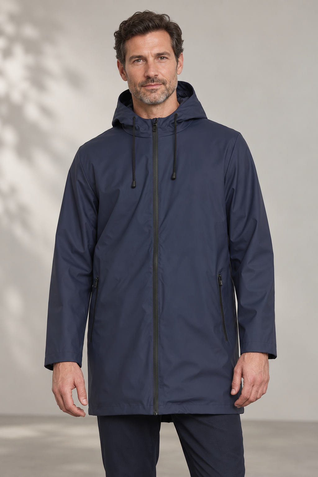 Parka cirée professionnelle homme – Le Technicien portée, coloris Bleu marine