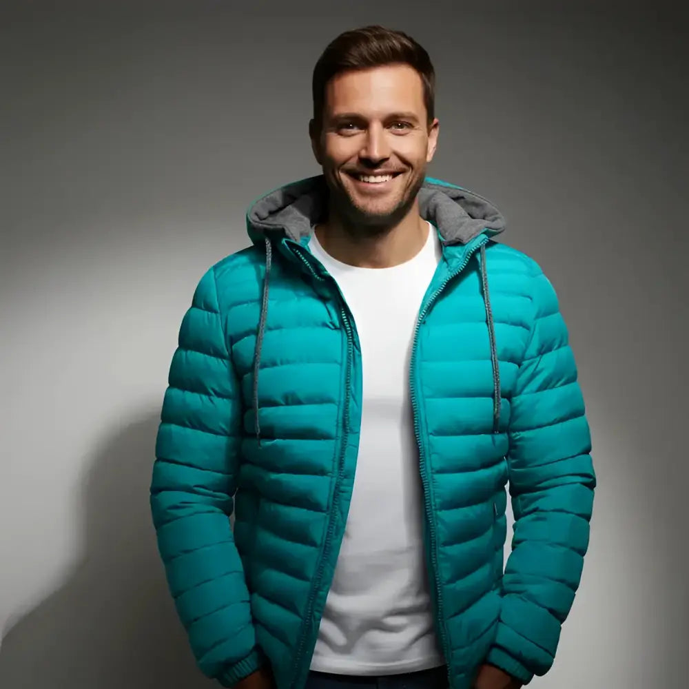 Doudoune parkas homme - Modèle Alpha, parka légère et matelassée en turquoise, parfaite pour la mi-saison.