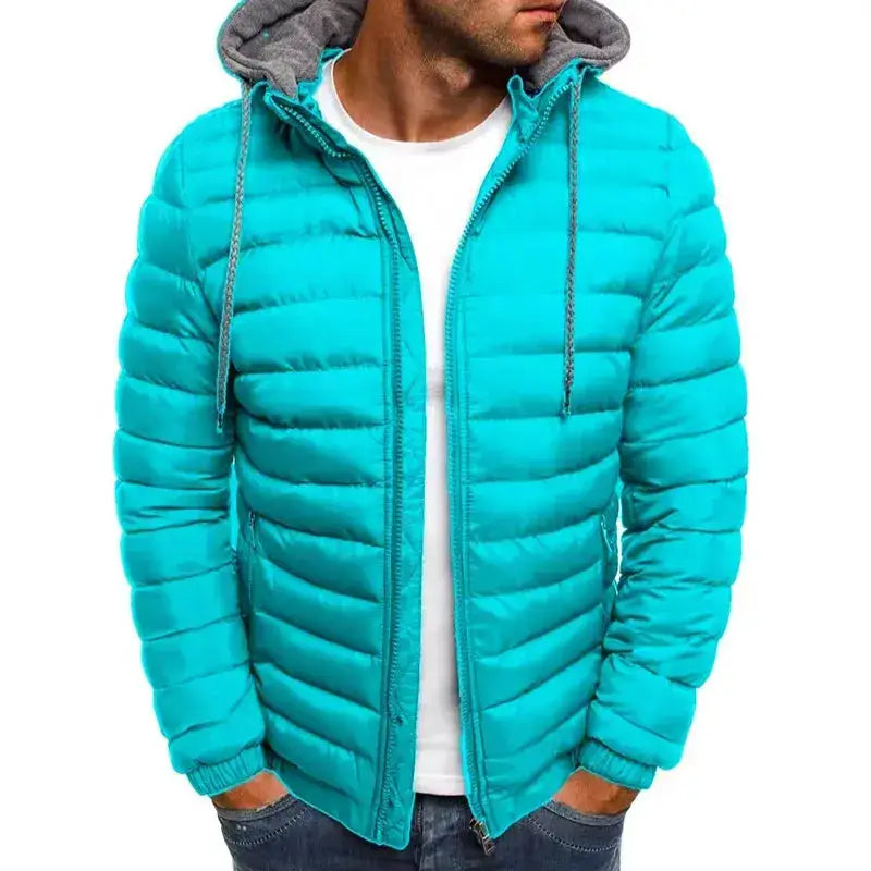 Doudoune parkas homme - Modèle Alpha en bleu turquoise, légère, avec capuche pour un confort optimal en hiver.