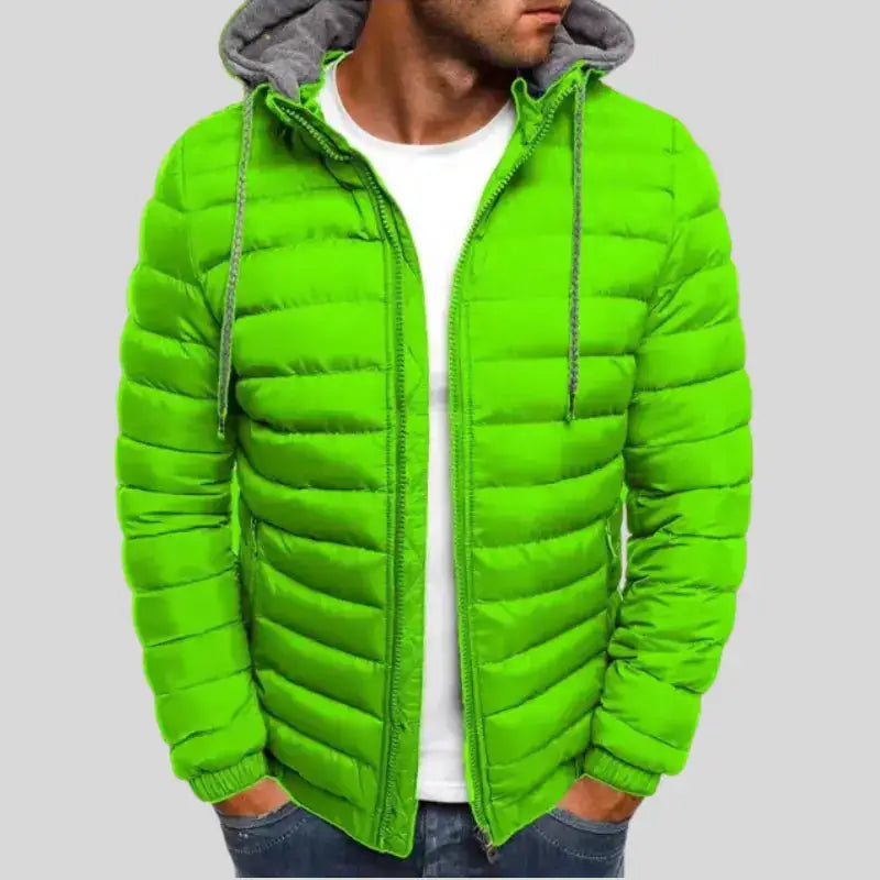Doudoune parkas homme - Modèle Alpha, parka verte légère avec capuche intégrée et coupe ajustée.