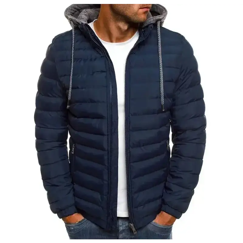 Doudoune parkas homme - Modèle Alpha, doudoune légère et matelassée pour homme en couleur bleue avec capuche intégrée.