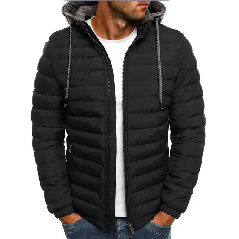 Doudoune parkas homme - Modèle Alpha, parka noire matelassée avec capuche intégrée, idéale pour l'hiver.