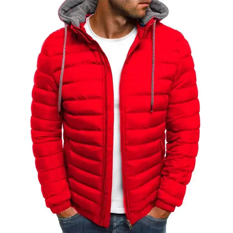 Doudoune parkas homme - Modèle Alpha en rouge, légère et matelassée avec capuche intégrée.