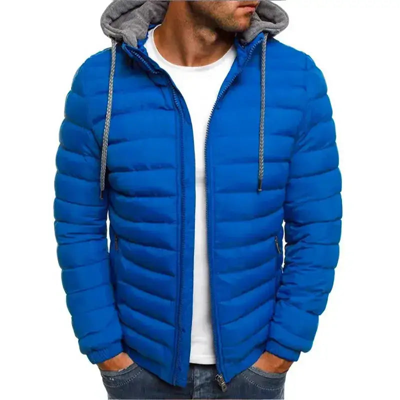 Doudoune parkas homme - Modèle Alpha, parka homme bleu matelassée avec capuche intégrée.