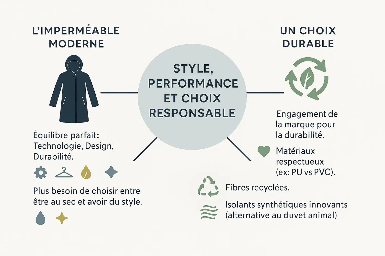 Imperméable femme moderne avec design épuré et matériaux durables