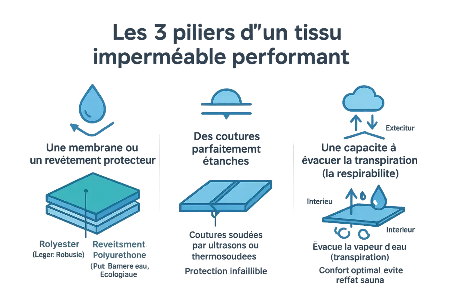 Les 3 piliers d'un tissu imperméable performant
