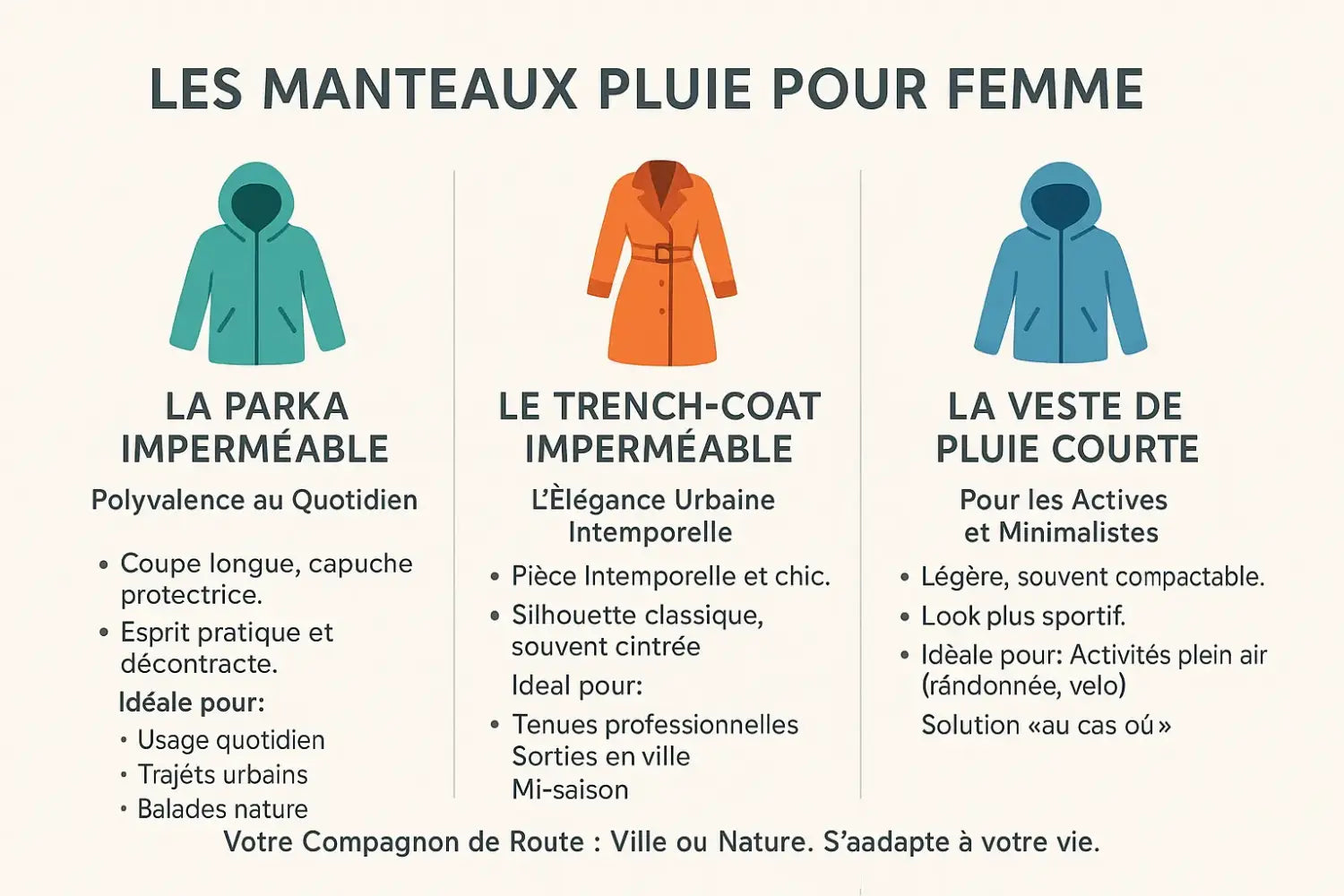 Guide des manteaux de pluie pour femme