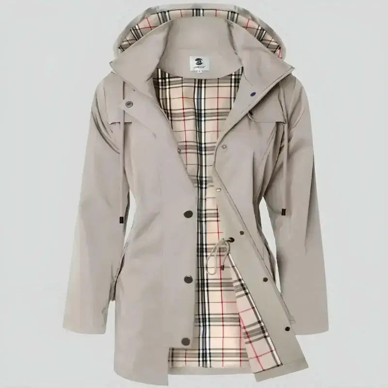 Manteau parka pour femme - Modèle "Copenhague" avec capuche et doublure tartan, pratique pour l'hiver.