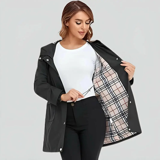 Manteau parka femme Copenhague avec doublure à carreaux et capuche protectrice