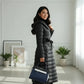 Parka capuche femme manteau long noir avec ceinture pour un confort optimal