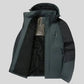 Parka capuche homme bicolore avec poches zippées, corps gris foncé, manches noires