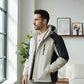 Parka capuche homme bicolore beige et noir avec poches zippées pour l’hiver
