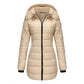 Parka chaude femme imperméable avec capuche et doublure matelassée beige