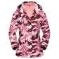 Parka femme à capuche rose camouflage 3-en-1 imperméable avec ajustements fonctionnels