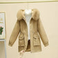 Parka femme imperméable beige avec capuche réglable femme et coupe féminine imperméable