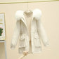 Parka femme imperméable avec capuche réglable, coupe féminine, pompons en fourrure