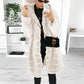 Parka fourrure capuche femme rose pâle avec manteau long en fausse fourrure blanche