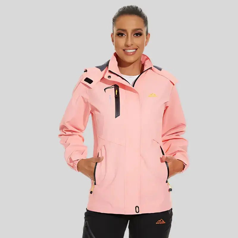 Parka femme capuche réglable en rose avec poches, parfaite pour les journées fraîches et les déplacements quotidiens.