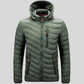 Veste homme à capuche puffer verte avec poches zippées et coupe fonctionnelle
