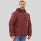 Parka homme capuche en duvet bordeaux avec poches zippées et coupe fonctionnelle