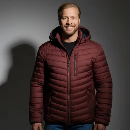 Parka homme capuche marron avec poches zippées et coupe fonctionnelle