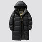 Parka longue femme imperméable avec capuche, noir à doublure dorée pour une couverture optimale